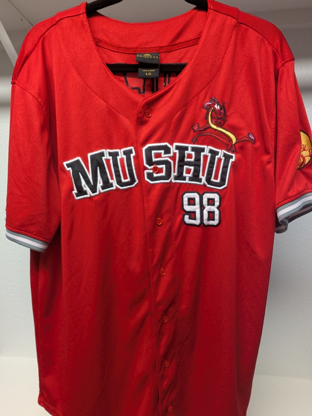 MUSHU 98 - Red Baseball Jersey Shirt - Brand: Disney